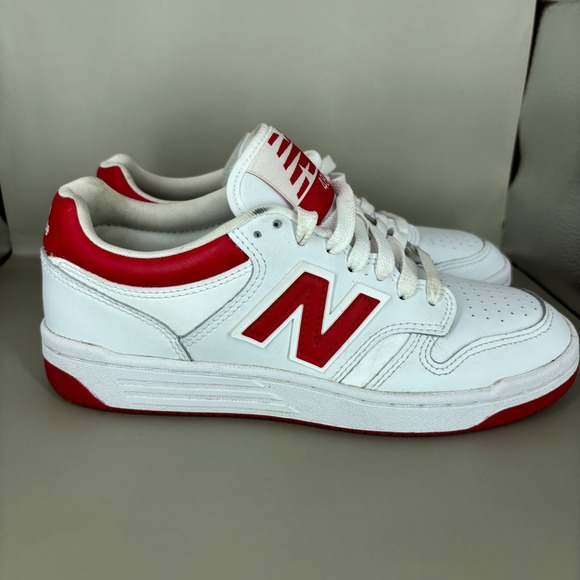 New Balance Other - New Balance 480 White Red Leather Low Top Sneakers GSB480TR Mens 6 Boys 6